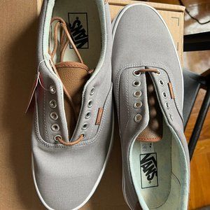 Grey Men's Vans with Leather String, Size 10